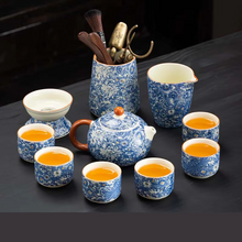 Load image into Gallery viewer, Elegant Floral Ceramic Kung Fu Tea Set with Teapot, Gaiwan, and Teacups
