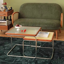 Load image into Gallery viewer, Retro Rattan Coffee Table with Glass Top for Living Room
