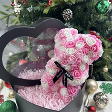 Load image into Gallery viewer, 9.8in Artificial Rose Teddy Bear Gift with Display Box - Romantic Anniversary or Valentine's Day Decor
