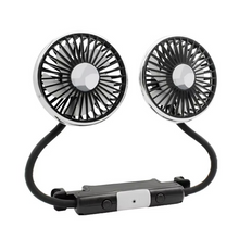 Load image into Gallery viewer, Dual USB Car Fan with LED Lights 3 Speed 360 Degree Adjustable Ventilation for Rear Seat Comfort
