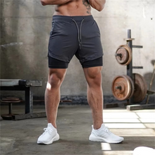 Load image into Gallery viewer, Men's Double Layer Training Shorts with Hidden Pocket
