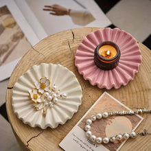Load image into Gallery viewer, Elegant Ceramic Jewelry Tray with Ruffled Edge Decorative Organizer for Home
