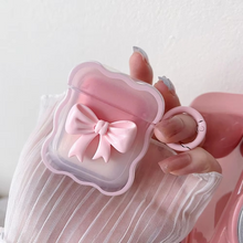 Load image into Gallery viewer, 3D Pink Floral Bow Wave Earphone Case for AirPods with Keychain

