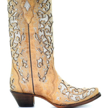 Load image into Gallery viewer, Sequined Retro Pointed Toe Embroidered Long Boots with Color-Block Thick Heel
