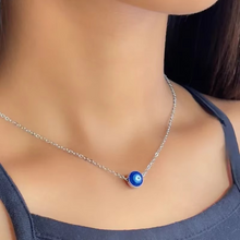 Load image into Gallery viewer, Blue Evil Eye Clavicle Necklace in Stainless Steel
