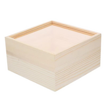Load image into Gallery viewer, Rustic Unfinished Wooden Storage Box with Sliding Lid – Jewelry, Keepsake, and Gift Chest
