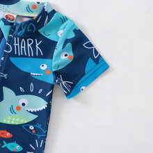 Load image into Gallery viewer, Toddler Boys Shark Print Rash Guard Swimsuit
