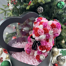Load image into Gallery viewer, 9.8in Artificial Rose Teddy Bear Gift with Display Box - Romantic Anniversary or Valentine's Day Decor
