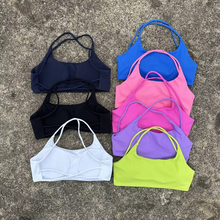 Load image into Gallery viewer, Women's Cross Back Spaghetti Strap Sports Bra with Chest Pad – Soft Athletic Yoga and Workout Top
