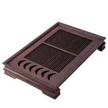 Load image into Gallery viewer, Carbonized Bamboo Rectangular Tea Tray with Drainage for Traditional Tea Ceremony
