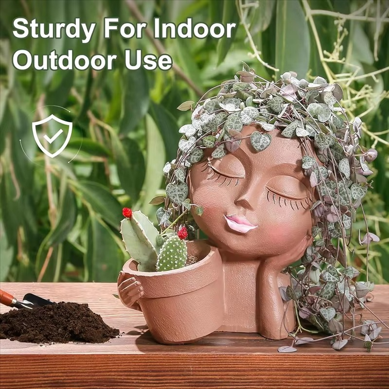 Chic Dual Face Head Planters for Indoor and Outdoor Use – Zoolase