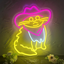 Load image into Gallery viewer, USB-Enabled Cat Cowboy Neon Light - Perfect for Bedrooms, Game Rooms, and Parties
