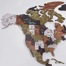 Load image into Gallery viewer, 3D Wooden World Map Wall Art for Living Room or Office
