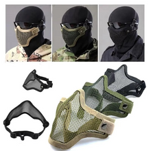 Load image into Gallery viewer, Camouflage Tactical Airsoft Steel Mesh Half Face Mask
