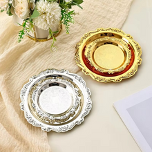 Load image into Gallery viewer, Retro Luxury Silver Plated Dessert Tray and Decorative Plate for Cakes, Fruits, Snacks, and Jewelry
