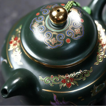 Load image into Gallery viewer, Handmade Yixing Purple Clay Teapot with Enamel Goldfish Design, 13.5 fl oz
