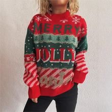 Load image into Gallery viewer, Christmas Jacquard Knit Round Neck Loose Fit Winter Sweater for Women
