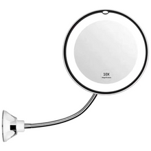 Load image into Gallery viewer, Flexible Gooseneck LED Makeup Mirror with 10X Magnification and 360 Degree Rotating Suction Mount
