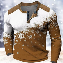 Load image into Gallery viewer, Christmas Snowflake Gradient 3D Print Henley Shirt for Men
