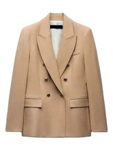 Load image into Gallery viewer, Women's V-Neck Slim Fit Blazer - Long Sleeve Button Jacket for Work, Meetings, and Elegant Everyday Wear
