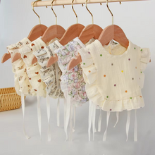 Load image into Gallery viewer, Soft Cotton 4 Layer Gauze Retro Lace Ruffle Baby Vest Bib
