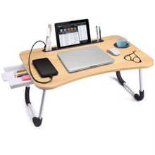 Load image into Gallery viewer, Portable Folding Laptop Table with USB Light, Fan, and Cup Holder - 15.75" x 23.62"
