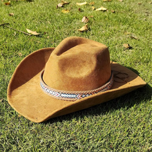 Load image into Gallery viewer, Classic Suede Western Cowboy Fedora Hat with 3.7 Inch Brim for Men and Women
