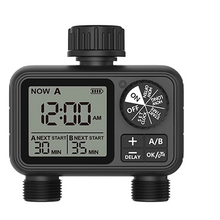 Load image into Gallery viewer, Digital 2-Outlet Water Timer with Dual Zone Control and Adjustable Sprinkler Programming
