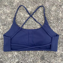 Load image into Gallery viewer, Women's Cross Back Spaghetti Strap Sports Bra with Chest Pad – Soft Athletic Yoga and Workout Top
