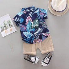 Load image into Gallery viewer, 2-Piece Baby Boy Summer Outfit Set – Short Sleeve Top and Matching Shorts
