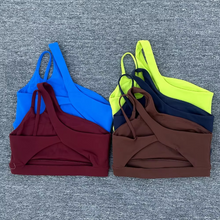 Load image into Gallery viewer, Women's Shockproof Sports Bra with Oblique Shoulder Straps for Running, Yoga, and Fitness
