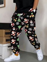 Load image into Gallery viewer, Men's Christmas Pants Santa Reindeer and Tree Print Red and White Holiday Trousers
