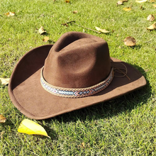 Load image into Gallery viewer, Classic Suede Western Cowboy Fedora Hat with 3.7 Inch Brim for Men and Women
