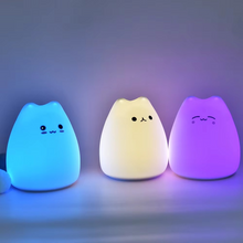 Load image into Gallery viewer, Charming Cat Silicone Night Light with 7-Color Touch Sensor
