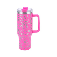 Load image into Gallery viewer, Leopard Print Insulated Tumbler with Handle and Straw 40oz Stainless Steel
