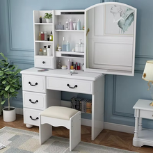 Load image into Gallery viewer, Modern Wooden Dressing Table for Bedroom with Mirror and Storage
