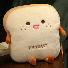 Load image into Gallery viewer, Toast Shaped Hand Warmer Pillow with Dual Hand Pocket and Plush Fabric
