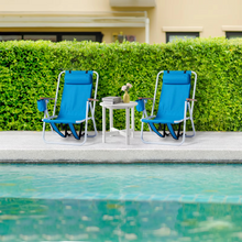 Load image into Gallery viewer, 2-Pack Foldable High-Strength Beach Chairs with Adjustable Headrest – Blue
