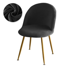 Load image into Gallery viewer, Elastic Velvet Chair Covers - Stretch Low Back Slipcovers for Dining and Makeup Chairs

