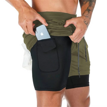 Load image into Gallery viewer, Men's Double Layer Training Shorts with Hidden Pocket
