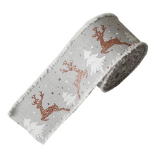 Load image into Gallery viewer, Classic Christmas Burlap Swirl Ribbon With Wired Edge for Tree, Wreaths and Gift Wrapping
