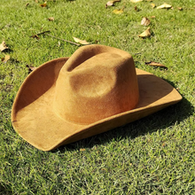 Load image into Gallery viewer, Classic Suede Western Cowboy Fedora Hat with 3.7 Inch Brim for Men and Women
