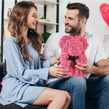 Load image into Gallery viewer, 9.8in Artificial Rose Teddy Bear Gift with Display Box - Romantic Anniversary or Valentine's Day Decor
