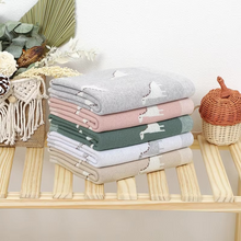 Load image into Gallery viewer, Cotton Knitted Baby Blanket, Soft Swaddle and Stroller Cover, Dinosaur Design
