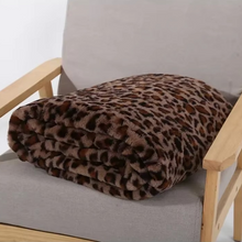 Load image into Gallery viewer, Imitation Rabbit Fur Leopard Print Double Layer Throw Blanket
