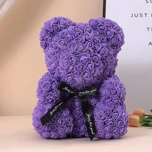 Load image into Gallery viewer, 9.8in Artificial Rose Teddy Bear Gift with Display Box - Romantic Anniversary or Valentine's Day Decor
