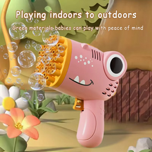 Load image into Gallery viewer, Kids Handheld Bubble Machine - 40-Hole Electric Dinosaur Bubble Blower
