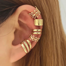 Load image into Gallery viewer, Elegant Gold Leaf Clip-On Ear Cuff Set for Women
