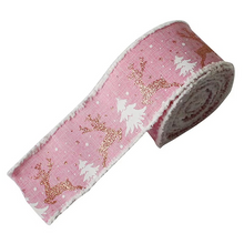 Load image into Gallery viewer, Classic Christmas Burlap Swirl Ribbon With Wired Edge for Tree, Wreaths and Gift Wrapping
