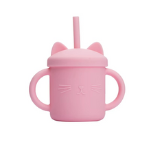 Load image into Gallery viewer, Baby Silicone Feeding Cup with Double Handles and Cat Design
